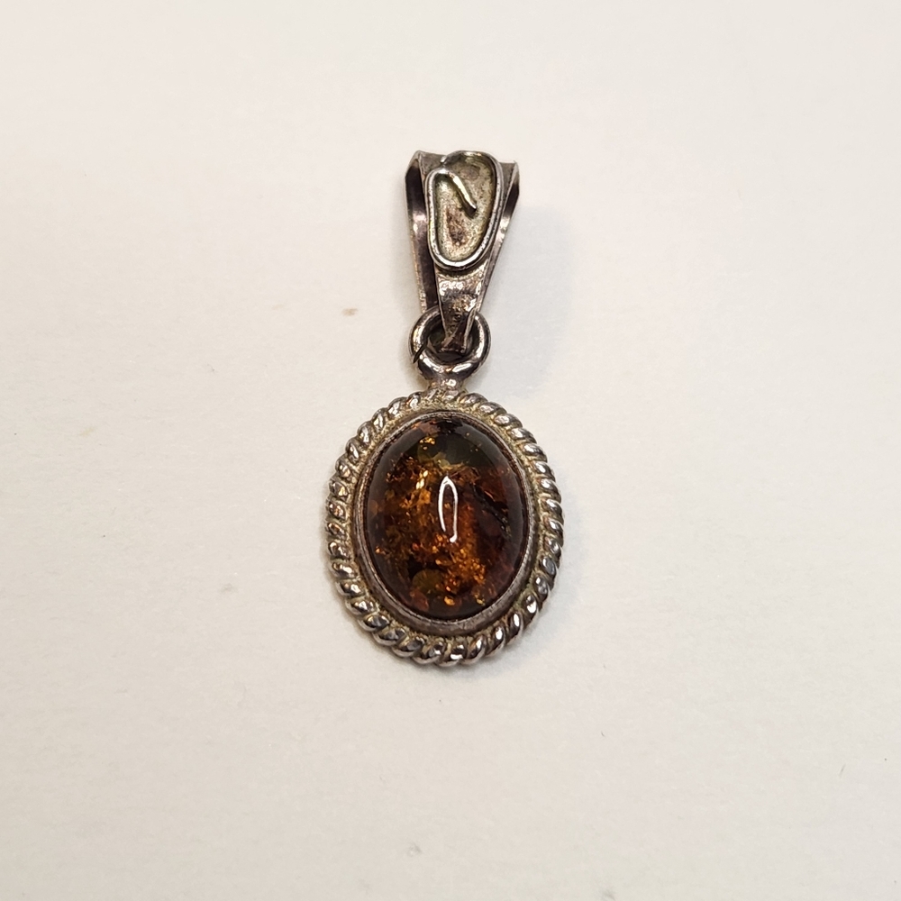 baltic amber sterling silver 925 marked small mini pendant no chain